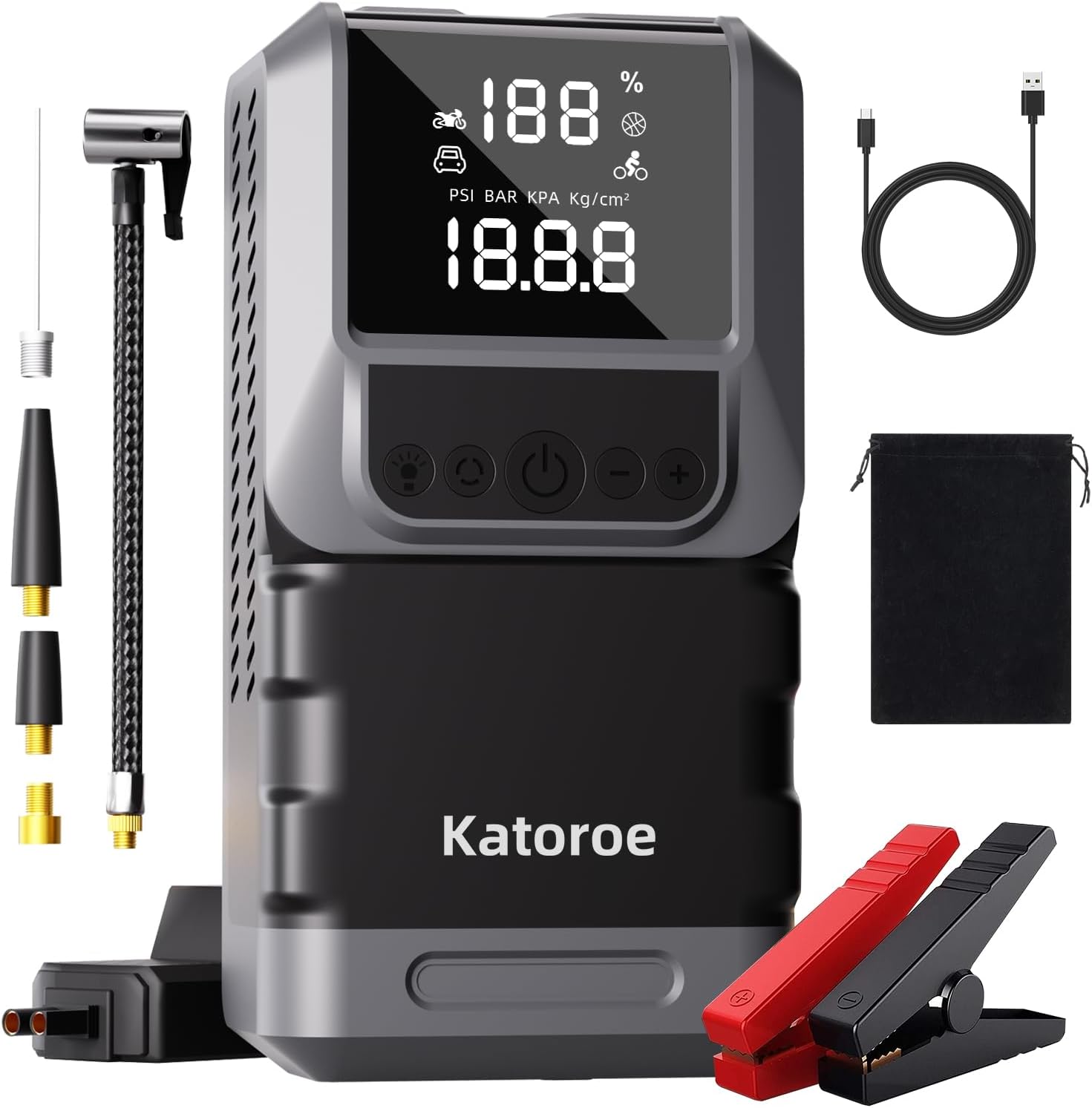 Arrancador de Batería Katoroe Q13B 6000 A con Compresor 150 PSI