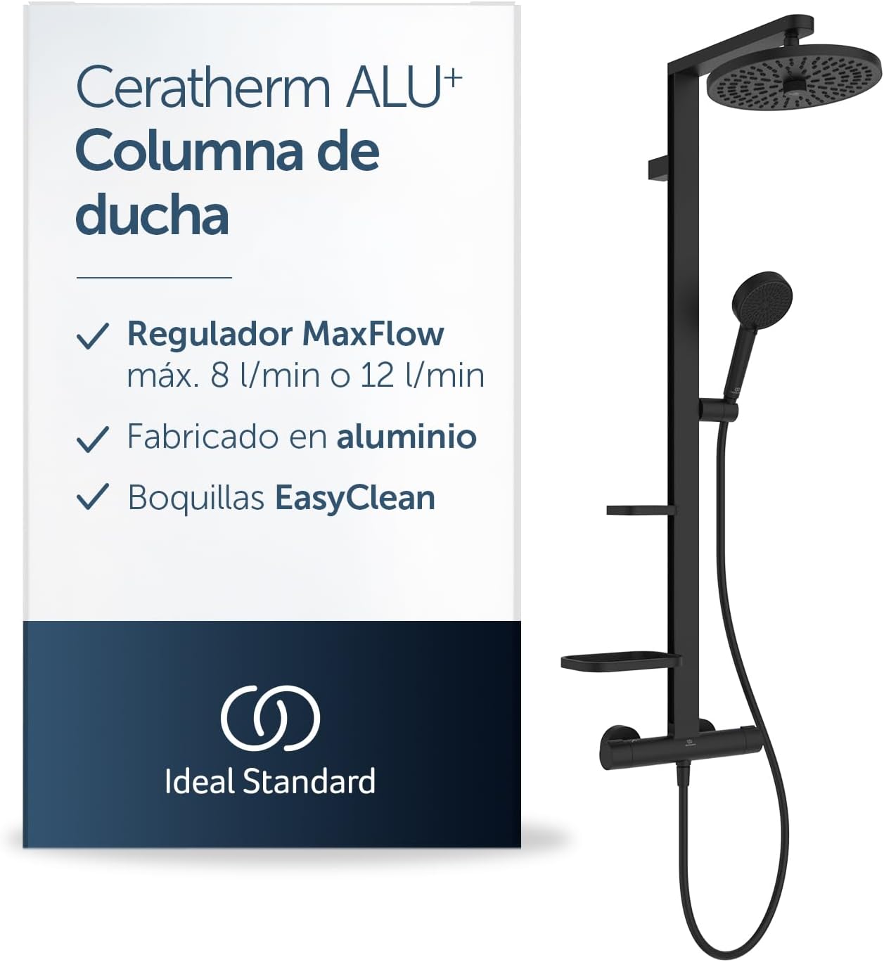 Columna de Ducha Termostática Ideal Standard Ceratherm T25 Negro Mate