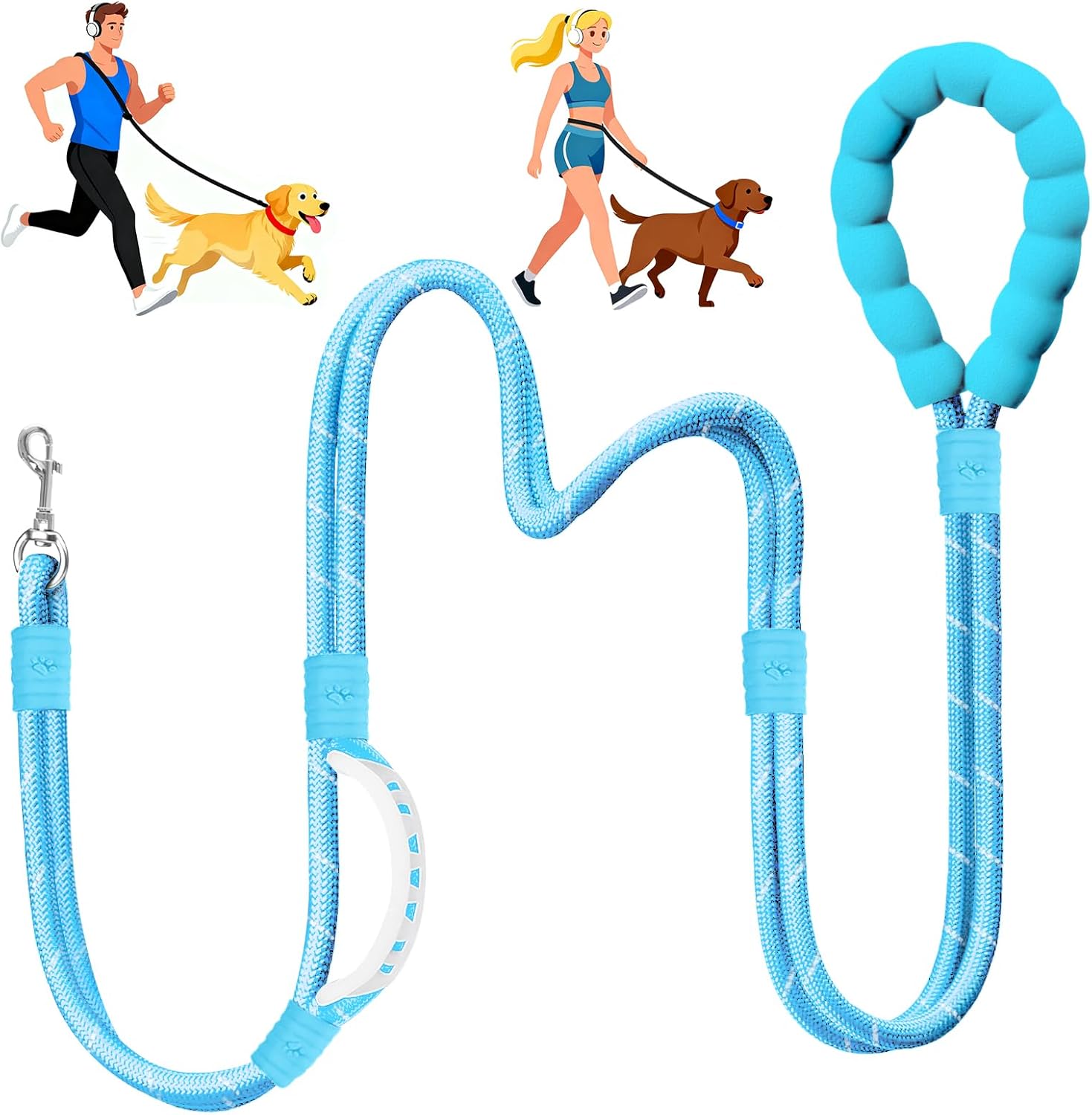 Correa Perro Adiestramiento, Correas para Perros 1.5/2m, Mango Acolchado Suave Correa