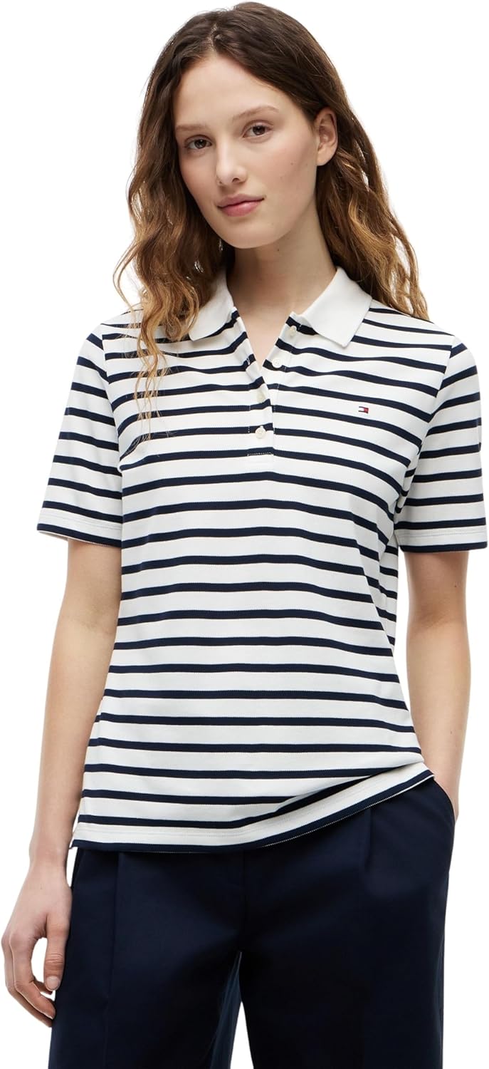 Tommy Hilfiger Polo 1985 Reg Piqué SS Ww0Ww43224 S/S Polo, Azul (Breton STP Crudo/Dar