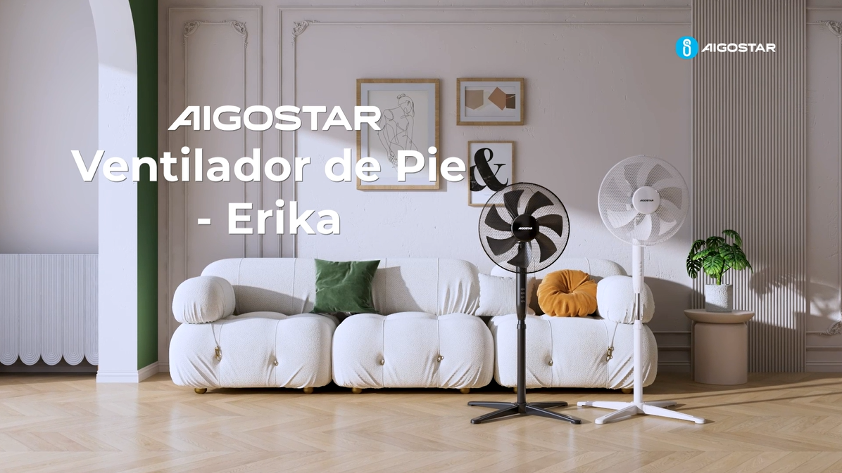 Aigostar Ventilador de Pie Silencioso con 7 aspas, diámetro 43 cm, oscilación de 70°,