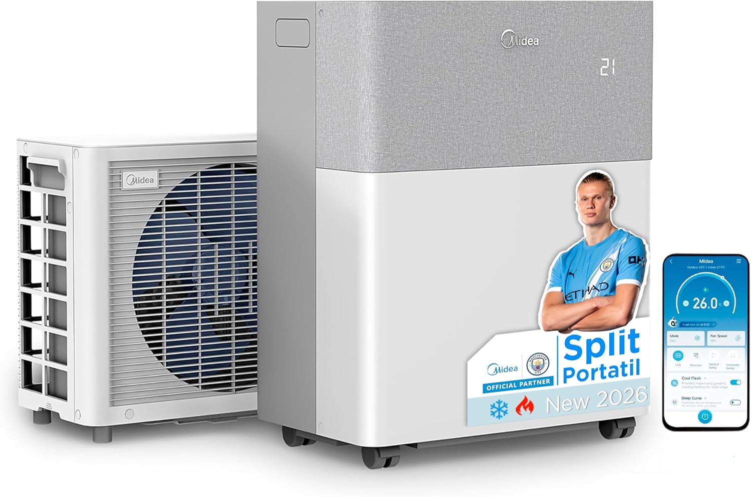 Midea Portasplit Aire Acondicionado Portatil 4 en 1 | 3000 frigorías / 12000 BTU | Sp