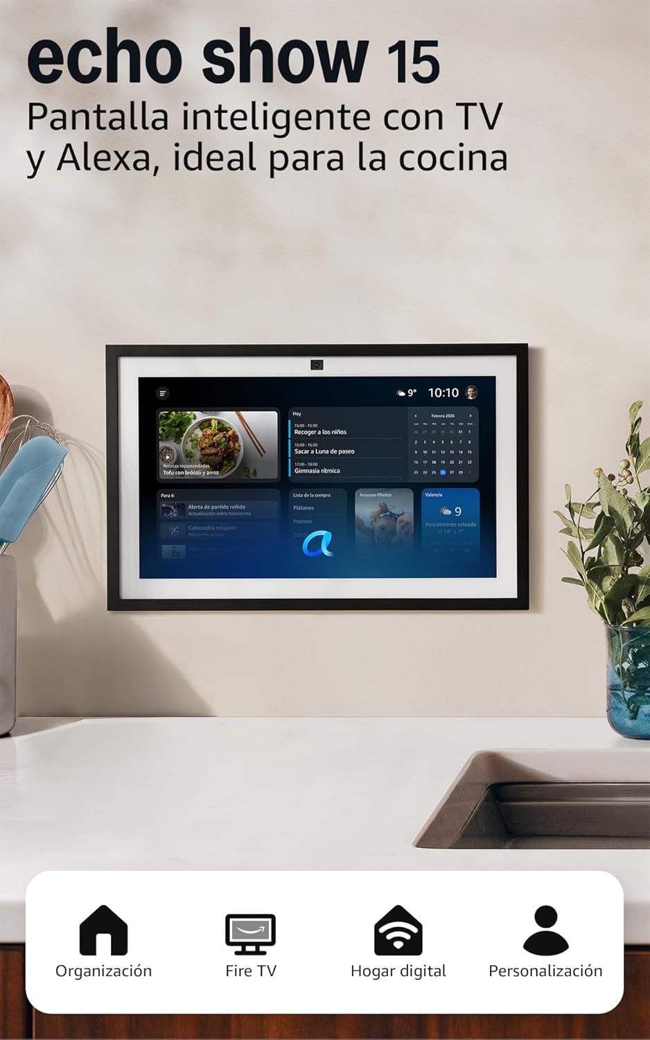 Amazon Echo Show 15 (última generación) | Pantalla inteligente Full HD de 15,6″, Fire