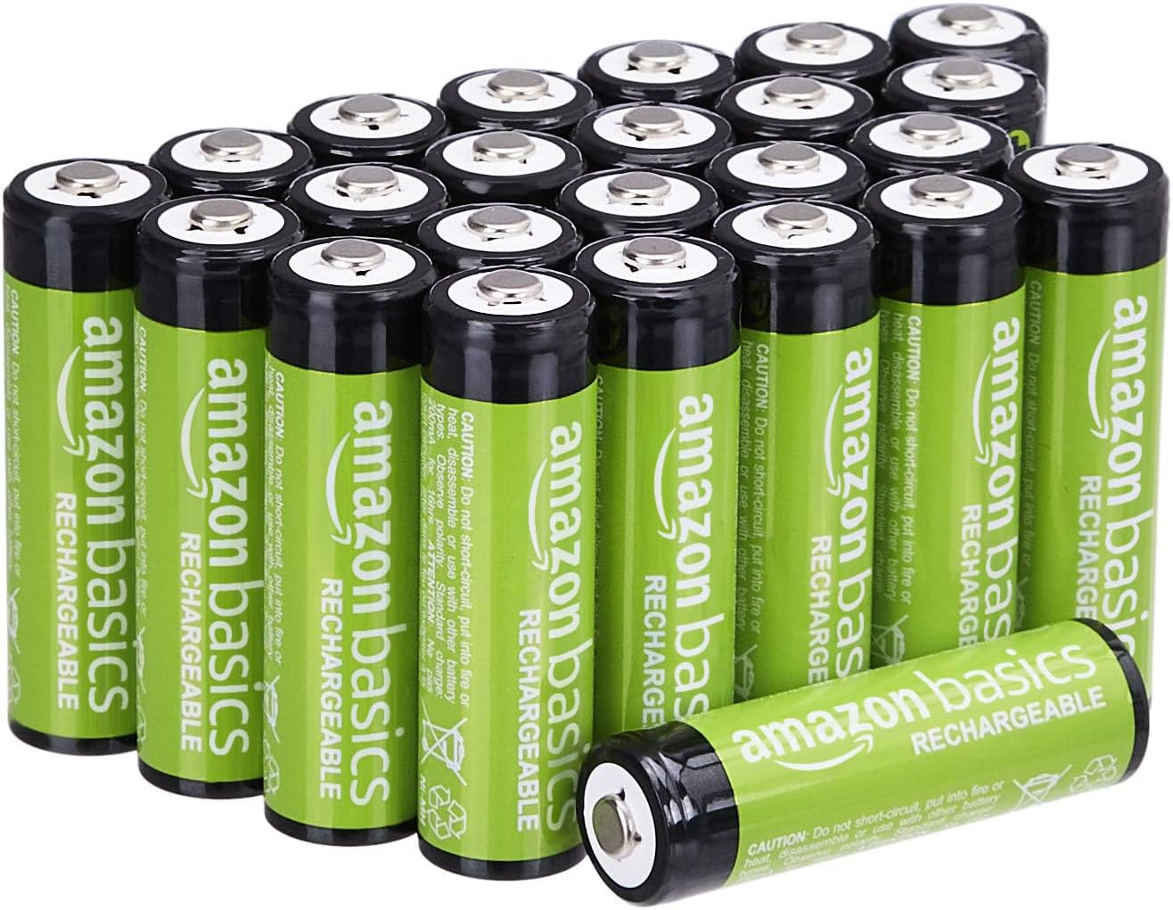 Amazon Basics paquete de 24 pilas AA NiMH recargables, 2000 mAh, 1,2 V, se recargan h