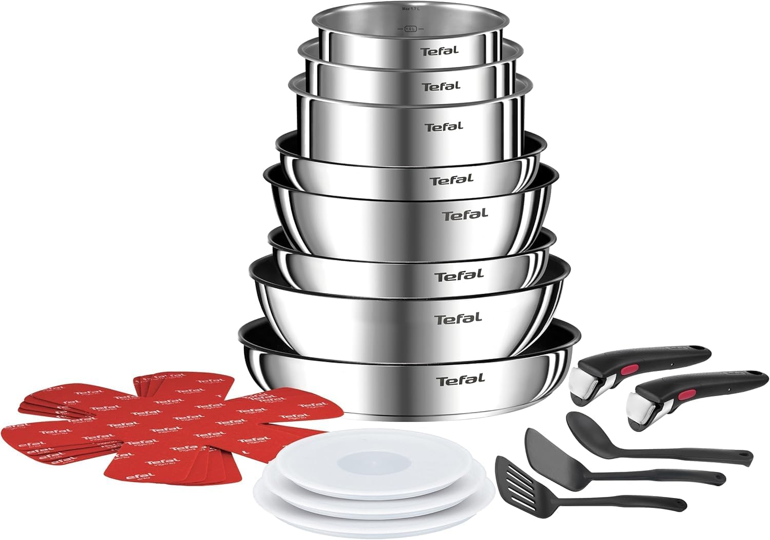 Tefal Ingenio Emotion – Juego de 3 Sartenes 22/24/28 cm   3 Cazos 16/18/20 cm   Guise