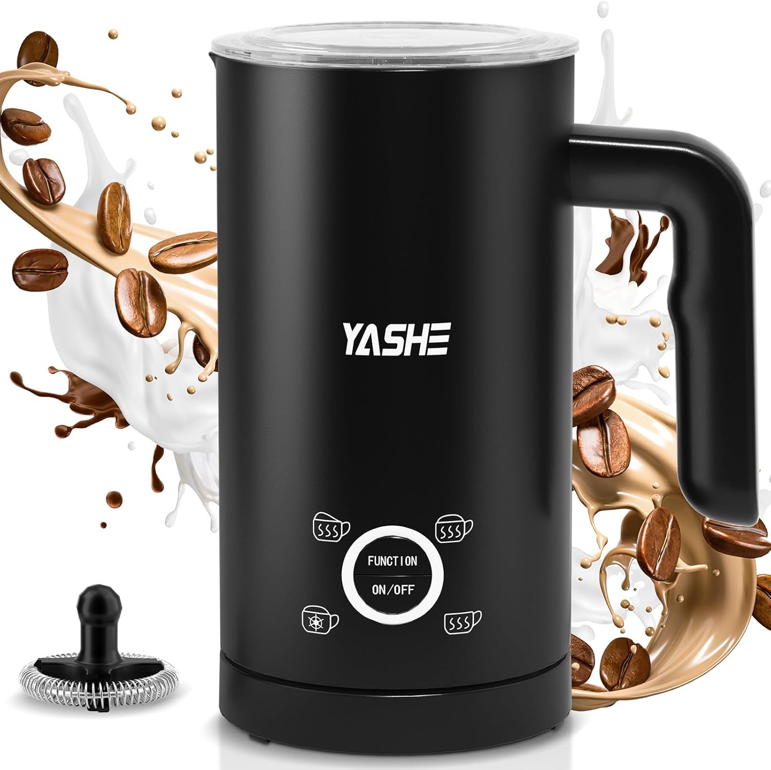 YASHE 4 en 1 Espumador y Calentador de Leche Eléctrico 500W, 300ml para Espuma Calien