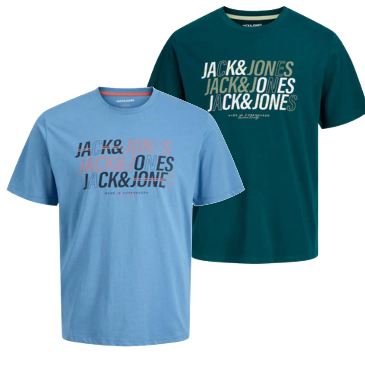 **Jack & Jones Hombre Pack 2 Camisetas de Algodón de 160 grs Logo Estampado Ideal Pri