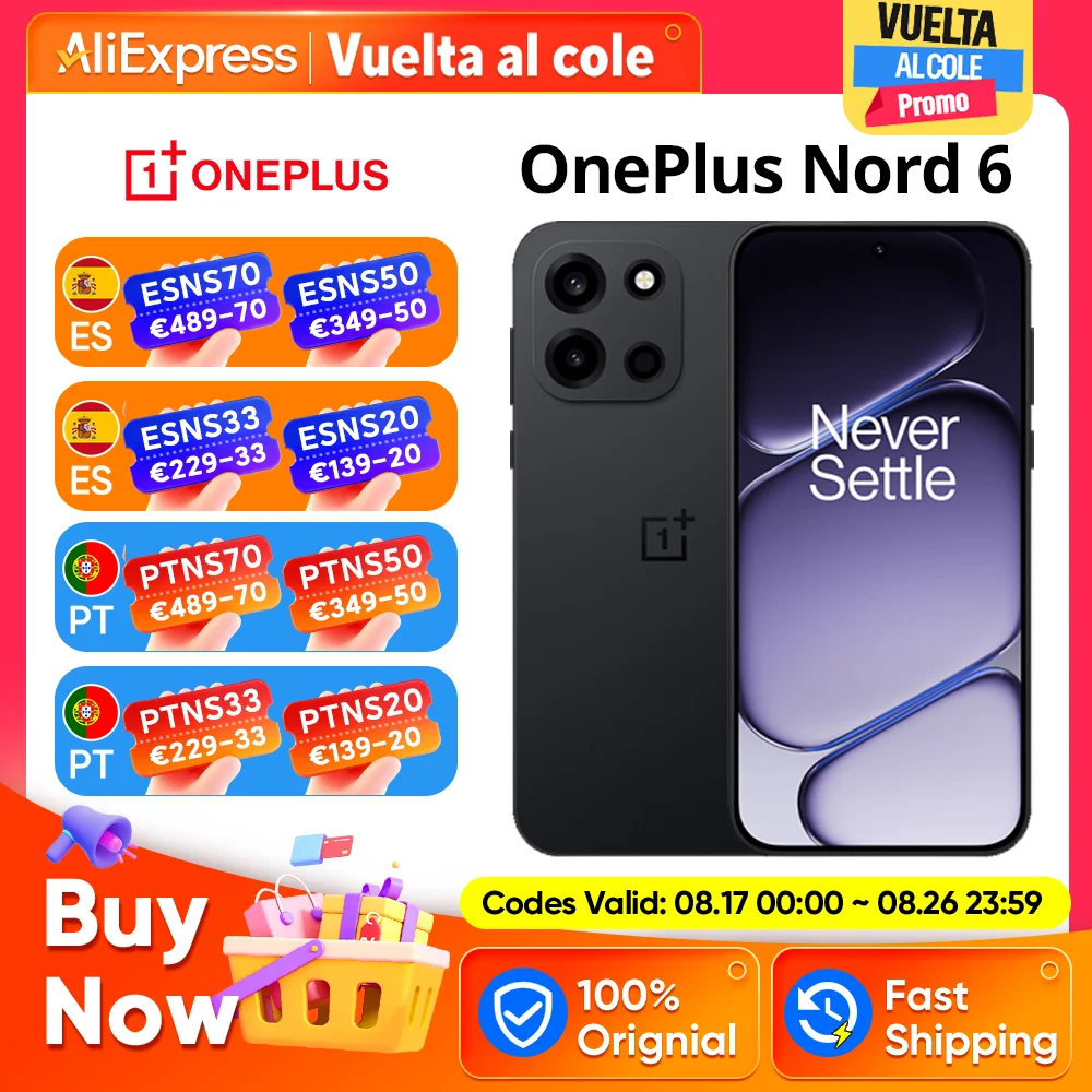 **Nuevo smartphone OnePlus Nord 6 5G 2026, 8GB + 256GB / 12GB + 512GB, Snapdragon 8s 