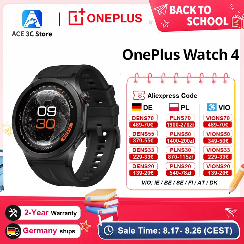 **Versión global del reloj inteligente OnePlus Watch 4, 1,5 pulgadas, Wear OS by Goog