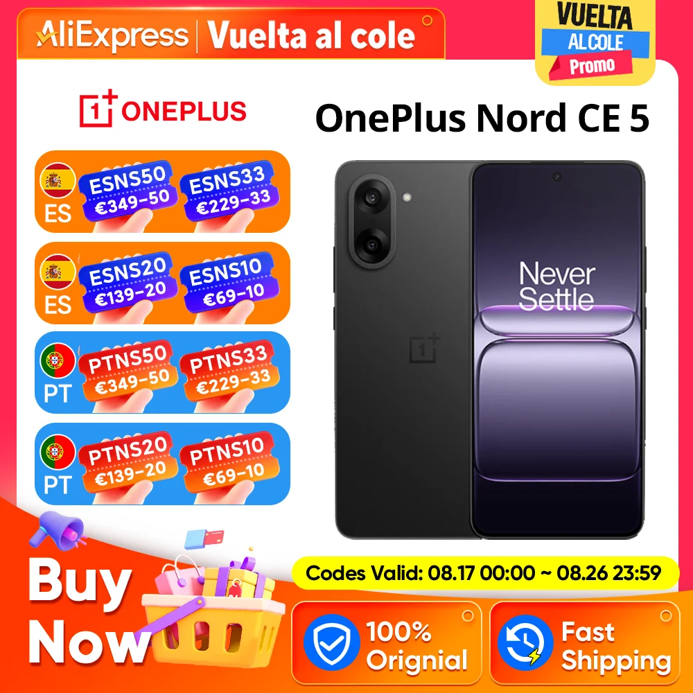 **Versión Global del Teléfono Inteligente OnePlus Nord CE 5 5G 8GB+256GB 7100mAh 80W 