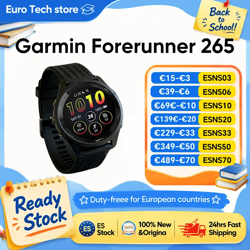**Reloj Inteligente Deportivo Garmin Forerunner 265 con GPS, Pantalla AMOLED de 1.3 P