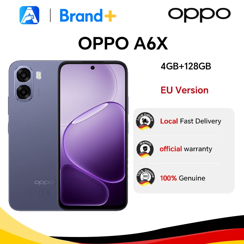**Versión europea del smartphone OPPO A6x 4 GB + 128 GB azul, 6100 mAh, pantalla de 6