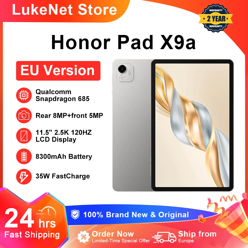 **Tablet HONOR Pad X9a con Qualcomm Snapdragon 685, WIFI, Pantalla HONOR Fullview de 