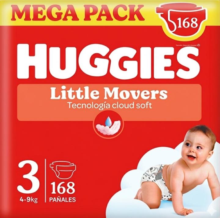 Huggies Little Movers - Ultra Comfort Pañales para Bebé, Tallas 3,4,5 y 6. Cintura Fl