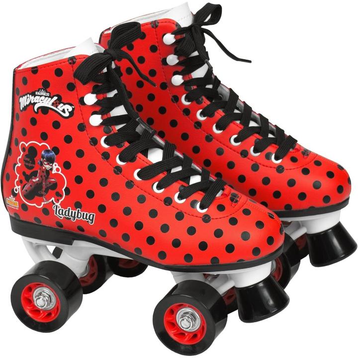 Patines de bota con cordones, patines de 4 ruedas, con diseños de Ladybug, Lunares, C