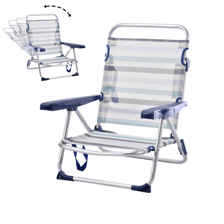 Sillas Playa Plegable Convertibles en Cama de Aluminio y Textileno 53x20x78cm con pie