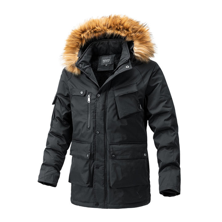 Parka de Invierno para Hombre 2024 - Chaqueta Gruesa con Capucha y Cuello de Piel, Fo