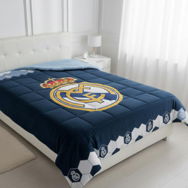 Real Madrid CF Edredón Borrego Sedalina Aterciopelada 180x260cm Escudo Centrado Ofici