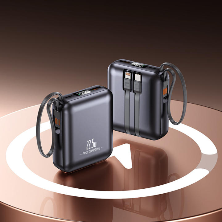 Banco de Energía Eléctrico Portátil con Cable Integrado, Carga Súper Rápida, 20000mAh