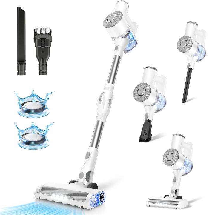 PrettyCare W400 Aspiradora Inalámbrica 25Kpa - Vertical Autoestable 6 en 1 con Tubo F