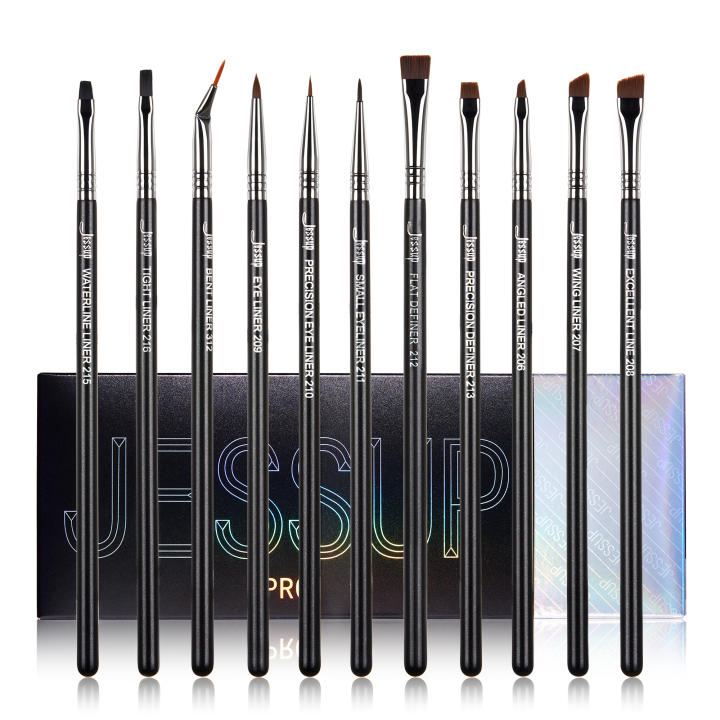 Jessup-Juego de brochas para delineador de ojos, 11 piezas, profesional, tapered angu