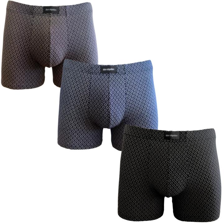 Don Algodon Pack 3 Boxers Hombre Suaves y Transpirables  Negro, Marino, Gris Oscuro