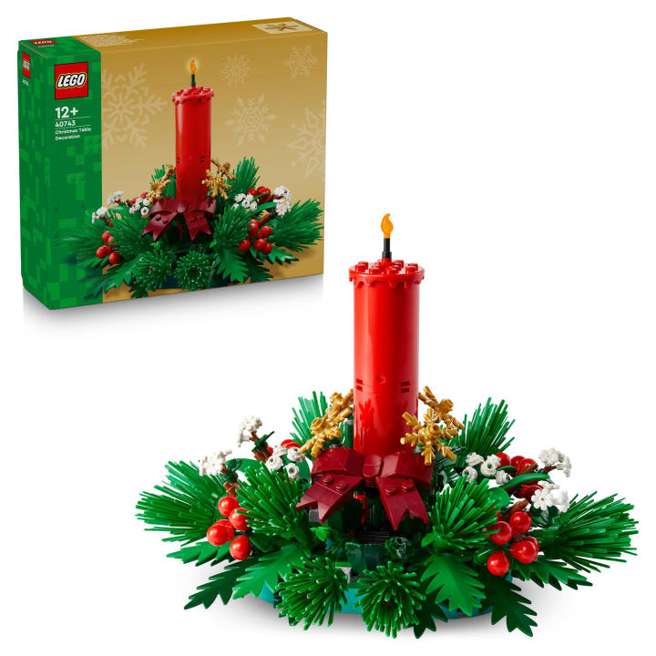 LEGO 40743 Centro de Mesa Navideño - Set de Construcción con Vela de Acebo, Estrellas