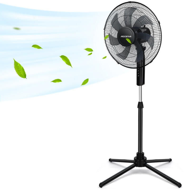 Aigostar Ventilador de Pie Silencioso con 7 aspas, diámetro 43 cm, oscilación de 70°,