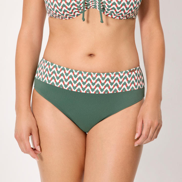 Ysabel Mora - Braga bikini reductora alta micropiqué estampado verde botella