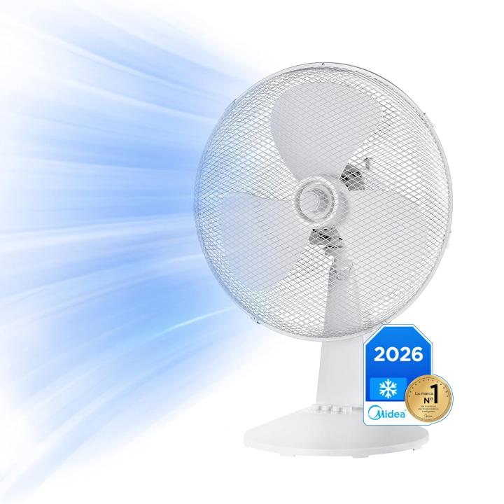 MIDEA Ventilador de Mesa de 3 Velocidades y 40 W - Ventilador de Sobremesa de 40 cm S