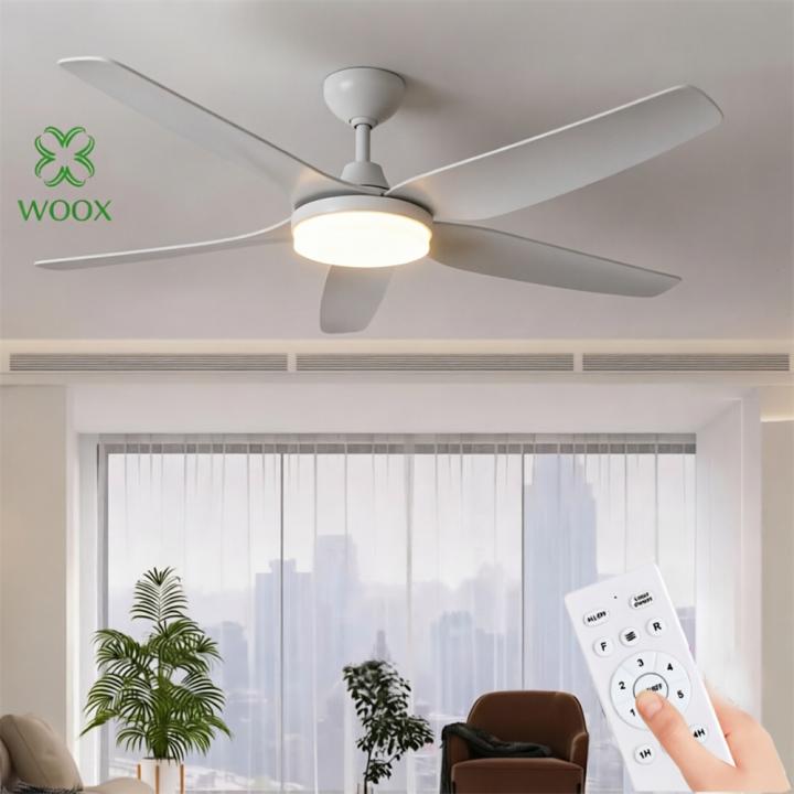 Ventilador de techo silencioso de 40" con luz y control remoto. Motor de cobre DC, 5 