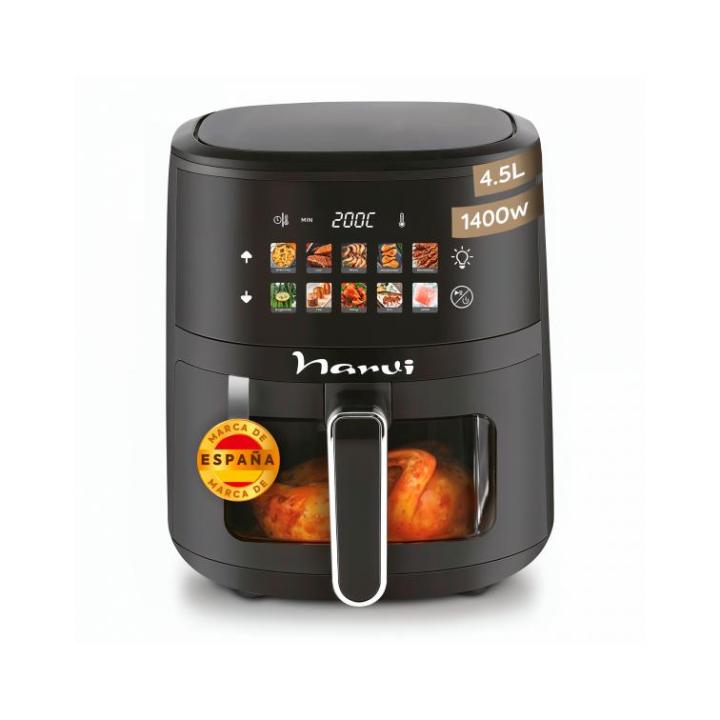 NARVI Freidora de aire, sin Aceite con Capacidad de 4,5L  y Potencia de 1400W .  Con 