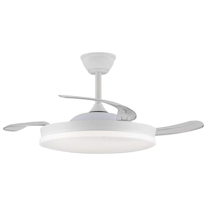 NARVI Ventilador de techo Blanco, Palas retráctiles,Motor DC, Luz LED Regulable y Mem