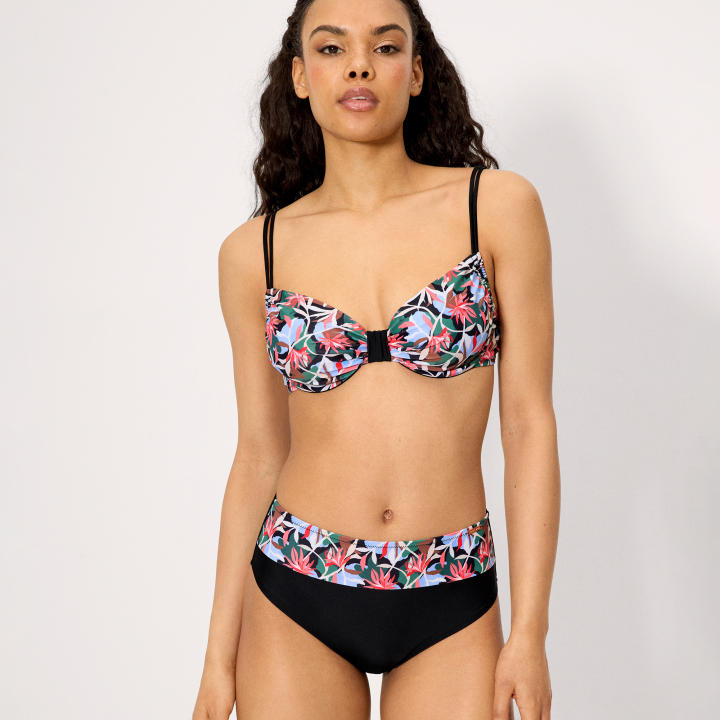 Ysabel Mora - Conjunto de bikini reductor de pecho estampado tropical copas C y D