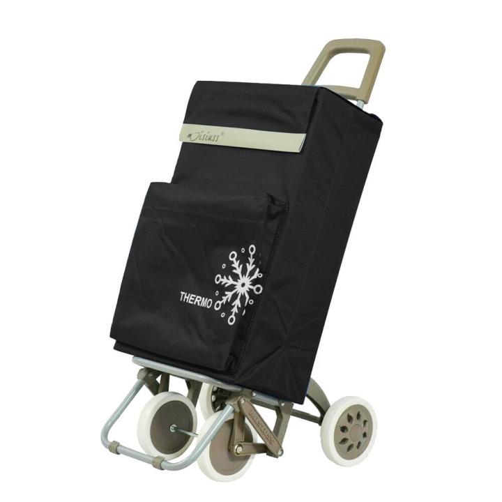 MEJORADA Carrito de Compra Plegable con 4 Ruedas Grandes y Bolsa Térmica Frontal，Estr