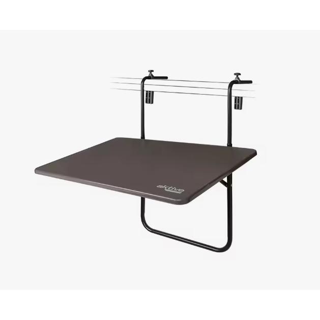Mesa plegable rectangular, para barandilla balcón o terraza, color antracita, 60x40x6
