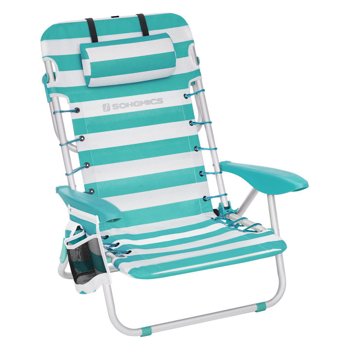 SONGMICS Silla de Playa, Silla de Camping, Silla de Exterior Portátil, con Correa de 