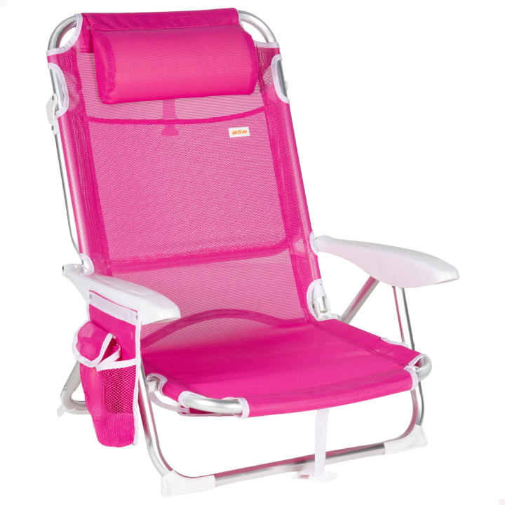 Aktive Silla de Playa Plegable Multiposición Aluminio Textileno con Cojín Acolchado B