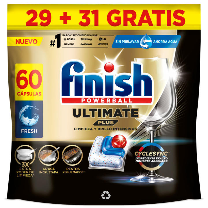 Finish Powerball ULTIMATE PLUS ALL IN 1 x60 x120 x180 x240 Pastillas para Lavavajilla