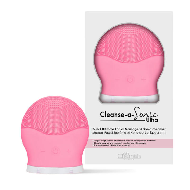 skinChemists Cepillo Limpiador Facial de Silicona A-Sonic Ultra con Vibración para Li