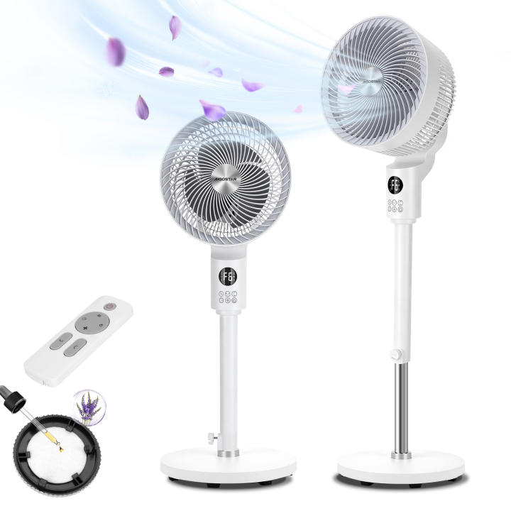 Aigostar Ventilador de Pie Silencioso con Mando a Distancia y Pantalla LED, Oscilació