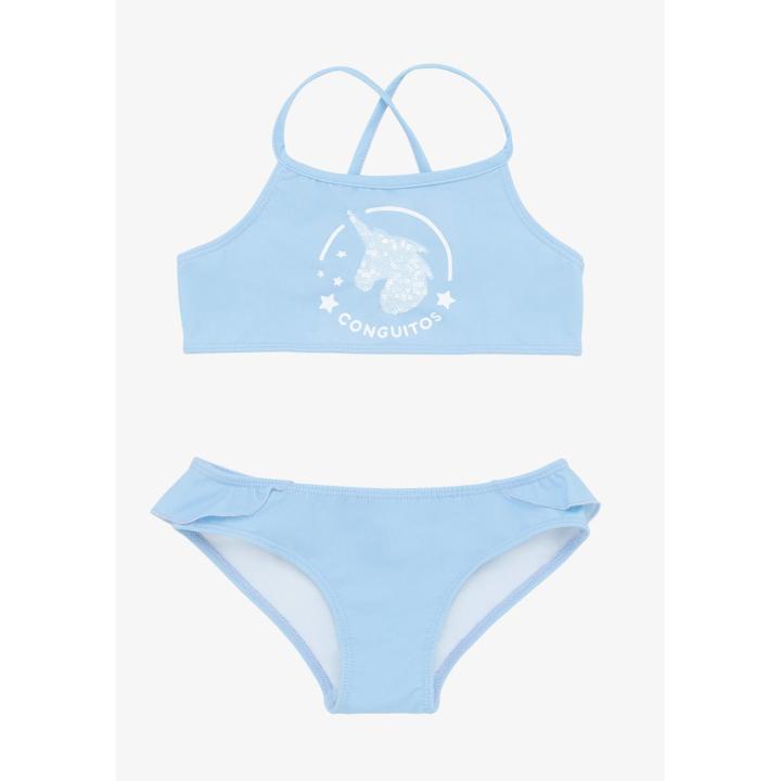 Conguitos - Bikini de Niña Volante Celeste para Niña