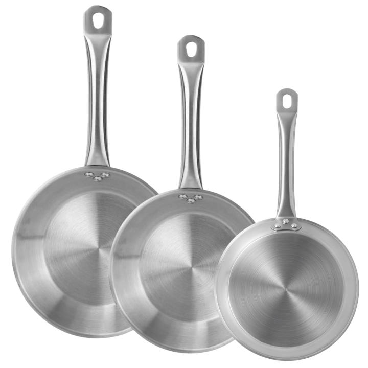Wellhome Juego de Sartenes Acero Inoxidable 20/24/28/30cm - Apto Inducción Antiadhere