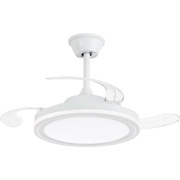NARVI Ventilador de techo Blanco, tamaño Ø50 cm,  3 Palas retráctiles transparentes, 