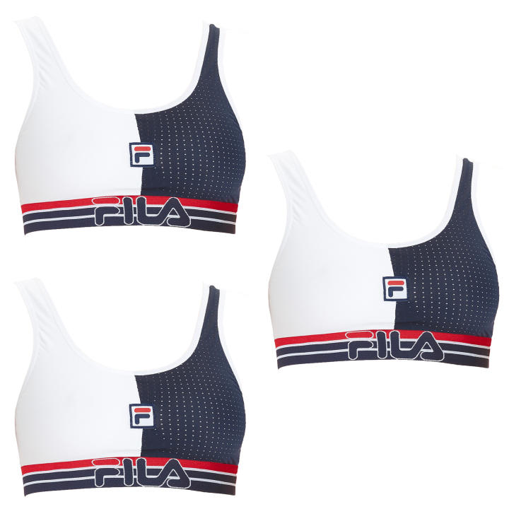 Fila Pack 3 Sujetadores Deportivos Poliamida Resistente Blanco y Negro - Soporte Atlé