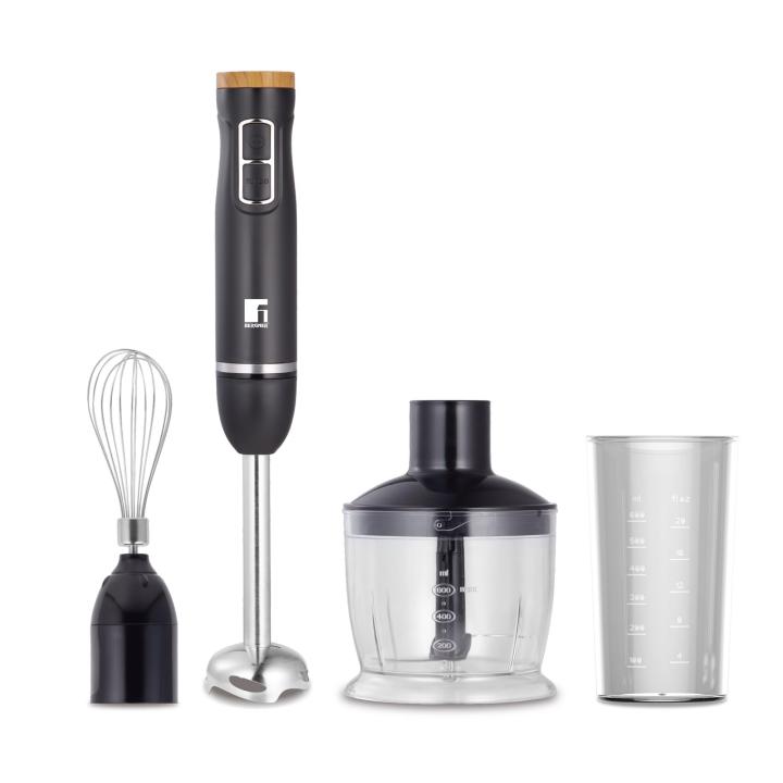 Bergner - Batidora de mano 3 en 1 CHARCOAL de 1000 W con picadora, batidor y vaso med