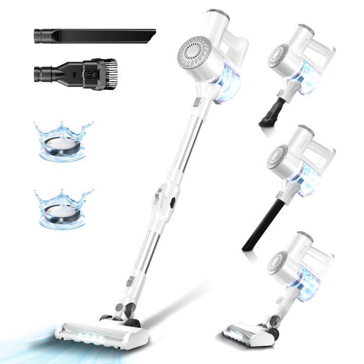 PrettyCare W400 Aspiradora Inalámbrica 25Kpa 40Min Autonomía Base Autoestable 3 Cepil