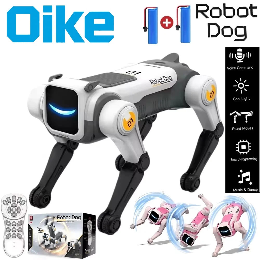 Perro Robot Mecánico RC Inteligente con IA, Comandos de Voz, Programable, Canta, Bail