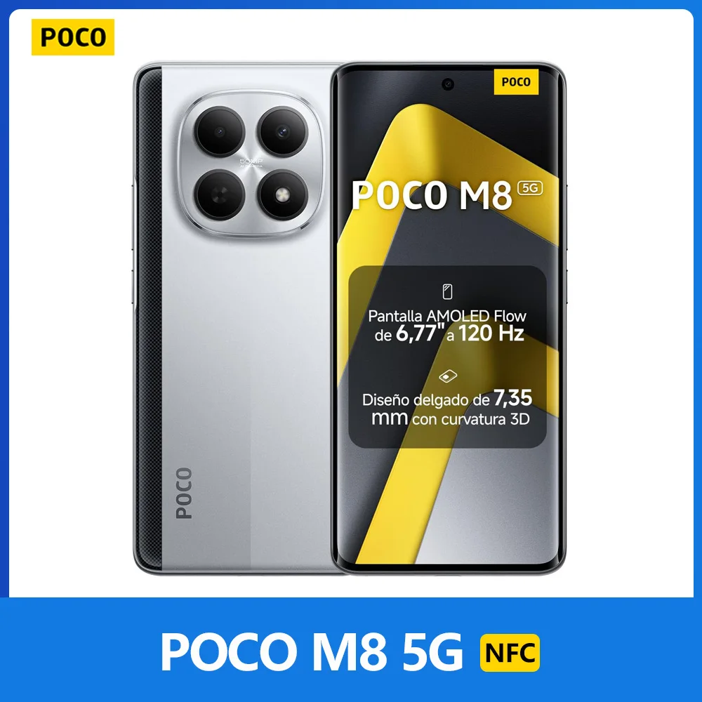 POCO M8 5G, NFC, Snapdragon® 6 Gen 3, Pantalla Flow AMOLED 6.77" 120 Hz, Cámara de 50