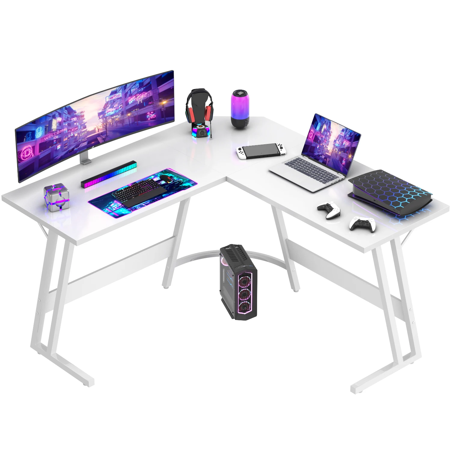 Escritorio Gamer Devoko, Escritorio Esquinero para Juegos de 130130cm, Escritorio par